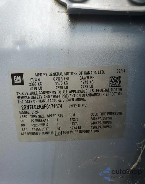 2015 Chevrolet Equinox Ls from USA, damaged, VIN 2GNFLEEK6F6171674